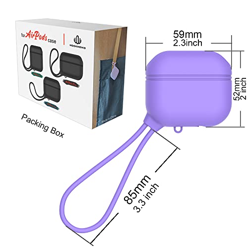 AirPods 3rd Generation case Waterproof and Anti-Lost case with Silicone Lanyard. Wireless Charging, LED Light Visible (Purple)