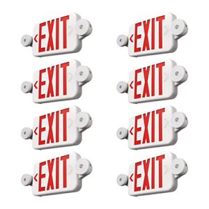 freelicht 8 pack exit sign with emergency lights, two led adjustable head emergency exit light with battery, exit sign for business