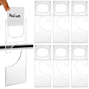 closet dividers plastic closet dividers for hanging clothes transparent rectangle clothing rack size dividers, organize clothes (6 pack)