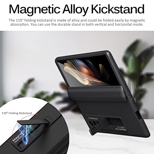 Miimall Galaxy Z Fold 2 Case with Kickstand, Magnetic Hinge, Hard PC Bumper Protection - Black