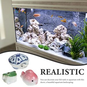 MAGICLULU 3Pcs Ceramic Animal Figurines Fish Frog Turtle Aquarium Floating Decorations Realistic Artificial Fishes Fish Tank Decorations Ornaments