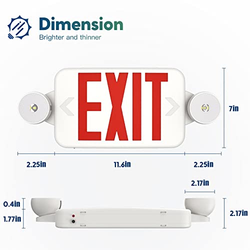 FREELICHT 12 Pack Exit Sign with Emergency Lights, Two LED Adjustable Head Emergency Exit Light with Battery, Exit Sign for Business