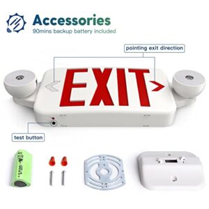 FREELICHT 12 Pack Exit Sign with Emergency Lights, Two LED Adjustable Head Emergency Exit Light with Battery, Exit Sign for Business