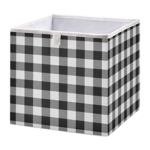 Kigai Storage Basket Buffalo Plaid Foldable Storage Bin 11 X 11 X 11 Inches Cube Storage Baskets Box for Shelves Closet Laundry Nursery Bedroom Home Decor