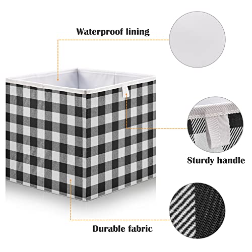 Kigai Storage Basket Buffalo Plaid Foldable Storage Bin 11 X 11 X 11 Inches Cube Storage Baskets Box for Shelves Closet Laundry Nursery Bedroom Home Decor