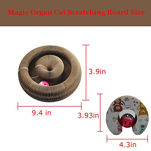 Magic Organ Cat Scratching Board with Toy Bell, Cat Scratcher for Grinding Claw, Cardboard Cat Scratcher Board Foldable