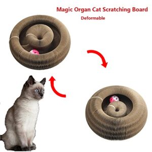 Magic Organ Cat Scratching Board with Toy Bell, Cat Scratcher for Grinding Claw, Cardboard Cat Scratcher Board Foldable