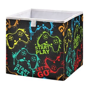 ollabaky closet storage bin colorful video game fabric storage cube collapsible waterproof basket box toy bin clothes organizer for shelves drawers, s