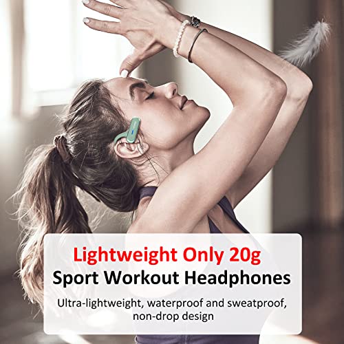 DACOM Open Ear Headphones Wireless Bluetooth Air Conduction Earphones 15 Hours Playtime IPX6 Waterproof Lightweight Over-Ear Headphone with Mic for Sport Work Study Indoor and Outdoor Green