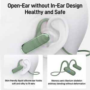 DACOM Open Ear Headphones Wireless Bluetooth Air Conduction Earphones 15 Hours Playtime IPX6 Waterproof Lightweight Over-Ear Headphone with Mic for Sport Work Study Indoor and Outdoor Green