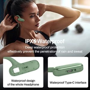 DACOM Open Ear Headphones Wireless Bluetooth Air Conduction Earphones 15 Hours Playtime IPX6 Waterproof Lightweight Over-Ear Headphone with Mic for Sport Work Study Indoor and Outdoor Green