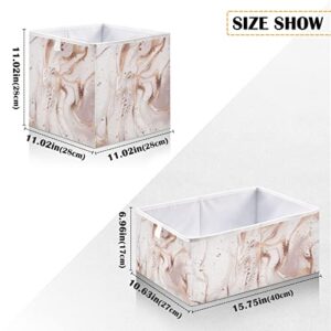 Kigai Storage Basket Rose Gold Abstract Marble Foldable Storage Bin 15.8 x 10.6 x 7 Inches Cube Storage Baskets Box for Shelves Closet Laundry Nursery Bedroom Home Decor