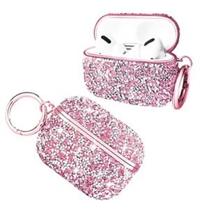 Miitoomo AirPods 3 Case Glitter Sparkling Diamond Case for Apple AirPods 3rd Generation Cute Rhinestone Cover for Girls Portable Keychain (airpods 3, Pink)