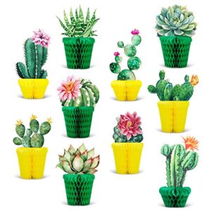 whaline 10pcs cactus honeycomb centerpiece potted succulent paper table topper rustic bloom theme summer party table decoration for birthday hawaiian luau baby shower photography