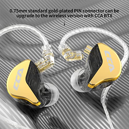 CCA CRA+ in Ear Monitor Earphone, Patented Ultra-Thin Diaphragm Dynamic Driver IEM, Clear Sound & Deep Bass, Wired Earbuds with Tangle-Free Removable Cord