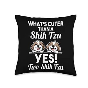 dog lover shih tzu owner gift two shih tzus throw pillow, 16x16, multicolor