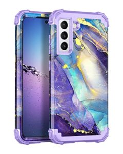 rancase for galaxy s21 plus 5g case,three layer heavy duty shockproof protection hard plastic bumper +soft silicone rubber protective case for samsung galaxy s21 plus 5g 6.7 inch,purple