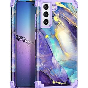 Rancase for Galaxy S21 Plus 5G Case,Three Layer Heavy Duty Shockproof Protection Hard Plastic Bumper +Soft Silicone Rubber Protective Case for Samsung Galaxy S21 Plus 5G 6.7 inch,Purple