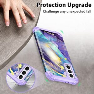 Rancase for Galaxy S21 Plus 5G Case,Three Layer Heavy Duty Shockproof Protection Hard Plastic Bumper +Soft Silicone Rubber Protective Case for Samsung Galaxy S21 Plus 5G 6.7 inch,Purple