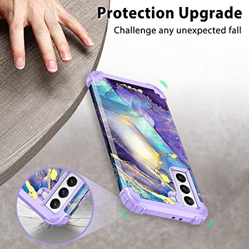 Rancase for Galaxy S21 Plus 5G Case,Three Layer Heavy Duty Shockproof Protection Hard Plastic Bumper +Soft Silicone Rubber Protective Case for Samsung Galaxy S21 Plus 5G 6.7 inch,Purple