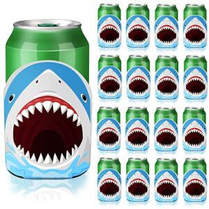 jutom 16 pieces shark party favors shark can covers shark birthday party supplies shark decorations fit 330 ml soft can cooler sleeves shark pattern slim can sleeves for beach party supplies