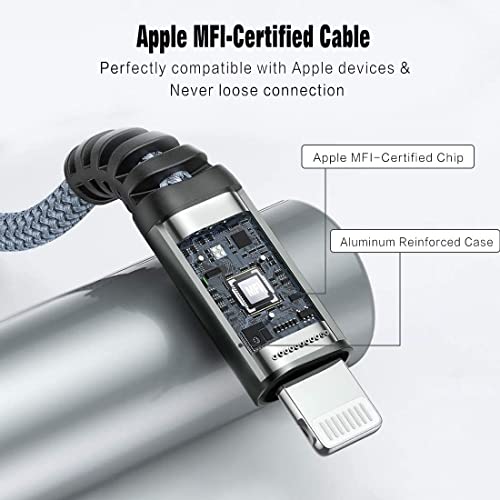 Lightning Cable 10FT MFi Certified iPhone Charger 3Pack Apple Charger Cord Fast Charging Nylon Braided USB to Lightning Cable for iPhone 14/13/12/11/X/Pro/Max/8/7/6/6S/SE/Plus/iPad（Gray）