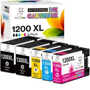 ms deer compatible maxify 1200 ink cartridges replacement for canon 1200xl pgi-1200 xl pgi1200xl for maxify mb2720 mb2320 mb2020 mb2120 mb2350 printer (2 black, 1 cyan, 1 magenta, 1 yellow) 5-pack