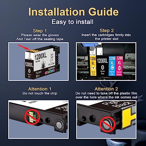 MS DEER Compatible Maxify 1200 Ink Cartridges Replacement for Canon 1200XL PGI-1200 XL PGI1200XL for Maxify MB2720 MB2320 MB2020 MB2120 MB2350 Printer (2 Black, 1 Cyan, 1 Magenta, 1 Yellow) 5-Pack