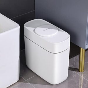 judrdo bathroom trash can with lid, plastic garbage bin for bedroom, small wastebasket with soft close lid, dog proof trash bin 14l for office, toilet, narrow place