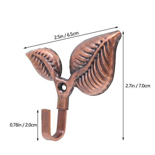 MAGICLULU 4pcs Metal Leaf Shaped Single Wall Hooks Vintage Iron Coat Hooks Rustic Wall- Mounted Coat Hangers for Home Scarf Bag Towel Key Cap Hat Copper