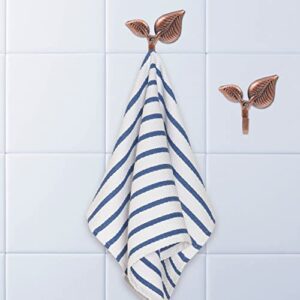 MAGICLULU 4pcs Metal Leaf Shaped Single Wall Hooks Vintage Iron Coat Hooks Rustic Wall- Mounted Coat Hangers for Home Scarf Bag Towel Key Cap Hat Copper