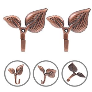 MAGICLULU 4pcs Metal Leaf Shaped Single Wall Hooks Vintage Iron Coat Hooks Rustic Wall- Mounted Coat Hangers for Home Scarf Bag Towel Key Cap Hat Copper