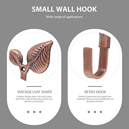 MAGICLULU 4pcs Metal Leaf Shaped Single Wall Hooks Vintage Iron Coat Hooks Rustic Wall- Mounted Coat Hangers for Home Scarf Bag Towel Key Cap Hat Copper