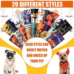 20 Pcs Patriotic Dog Bandanas Independence Day Dog Bandana Pet Scarf Adjustable American Flag Holiday Dog Bandanas Dog Bib for 4th of July Small Medium Dogs Cats Pets(Bat, Pumpkin)