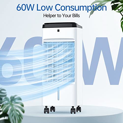 Evaporative Cooler, SEEPER 3-IN-1 Room Air Conditioner, 1-Second Fast Cooling Air Cooler w/ 70°Oscillation, 20FT Remote Controller & 12H Timer, 3 Wind Speeds 22-IN Air Conditioner Portable for Room