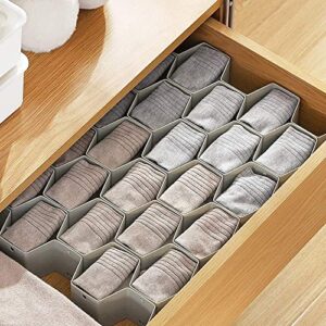 HELLWANG Honeycomb Drawer Organizer, 16Pcs Drawer Organizer for Socks, Underwear, Makeup, Kitchen, Bedroom, Dresser (White)…