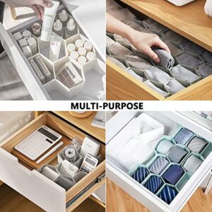 HELLWANG Honeycomb Drawer Organizer, 16Pcs Drawer Organizer for Socks, Underwear, Makeup, Kitchen, Bedroom, Dresser (White)…