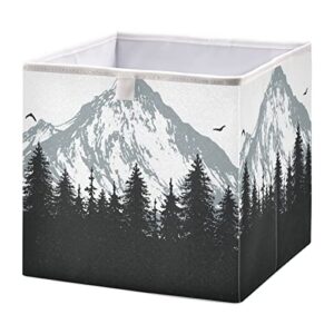 wellday storage basket mountain and forest foldable 15.8 x 10.6 x 7 in cube storage bin home decor organizer storage baskets box for toys, books, shelves, closet, laundry, nursery