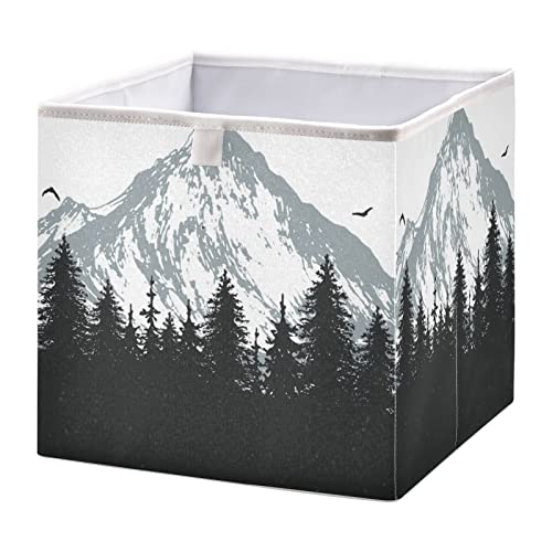 WELLDAY Storage Basket Mountain and Forest Foldable 15.8 x 10.6 x 7 in Cube Storage Bin Home Decor Organizer Storage Baskets Box for Toys, Books, Shelves, Closet, Laundry, Nursery