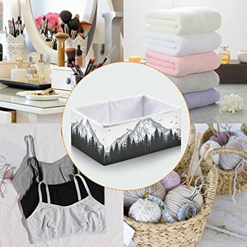 WELLDAY Storage Basket Mountain and Forest Foldable 15.8 x 10.6 x 7 in Cube Storage Bin Home Decor Organizer Storage Baskets Box for Toys, Books, Shelves, Closet, Laundry, Nursery