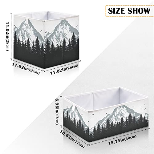 WELLDAY Storage Basket Mountain and Forest Foldable 15.8 x 10.6 x 7 in Cube Storage Bin Home Decor Organizer Storage Baskets Box for Toys, Books, Shelves, Closet, Laundry, Nursery