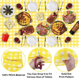 HEIPINIUYE 3 Pack White and Yellow Checkered Tablecloth 54 X108 Waterproof Disposable Gingham Table Cover Rectangle Plastic Table Cloths for Party Birthday Camping Wedding Picnic Baby Shower