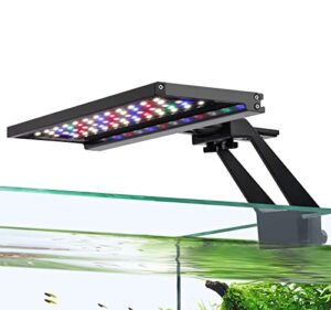 hygger clip on full spectrum aquarium led light, 14w day-night dual timer sunrise-day-sunset-moon fish tank light, adjustable timer brightness with 9 colors for planted tank