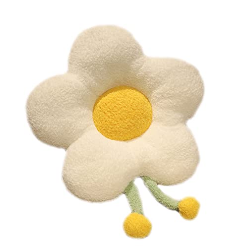 LANFIRE Flower Throw Pillow Seating Cushion Pillow Cushion Throw Cushion 17.7 * 17.7 inches Plush Sun Flower Cushion (White)