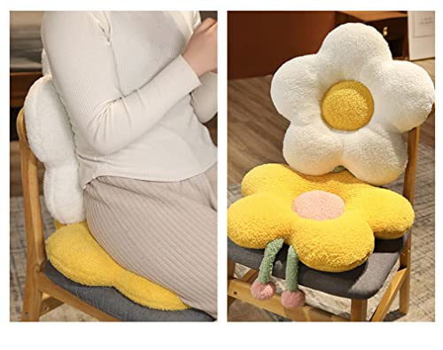 LANFIRE Flower Throw Pillow Seating Cushion Pillow Cushion Throw Cushion 17.7 * 17.7 inches Plush Sun Flower Cushion (White)