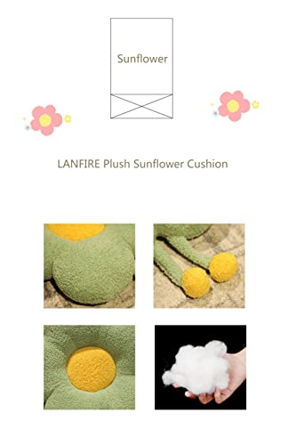 LANFIRE Flower Throw Pillow Seating Cushion Pillow Cushion Throw Cushion 17.7 * 17.7 inches Plush Sun Flower Cushion (White)