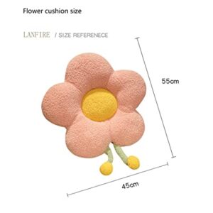 LANFIRE Flower Throw Pillow Seating Cushion Pillow Cushion Throw Cushion 17.7 * 17.7 inches Plush Sun Flower Cushion (White)