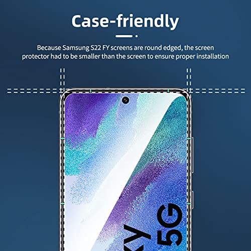 NEW'C [3 Pack] Designed for Samsung Galaxy S21 FE 5G Screen Protector Tempered Glass, Case Friendly Ultra Resistant