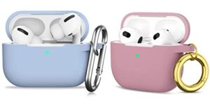 [bundle] gmuda for airpods pro case & airpods 3rd generation case(2021), protective silicone cover with keychain, front led visible