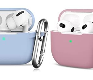 [Bundle] GMUDA for AirPods Pro Case & AirPods 3rd Generation Case(2021), Protective Silicone Cover with Keychain, Front LED Visible